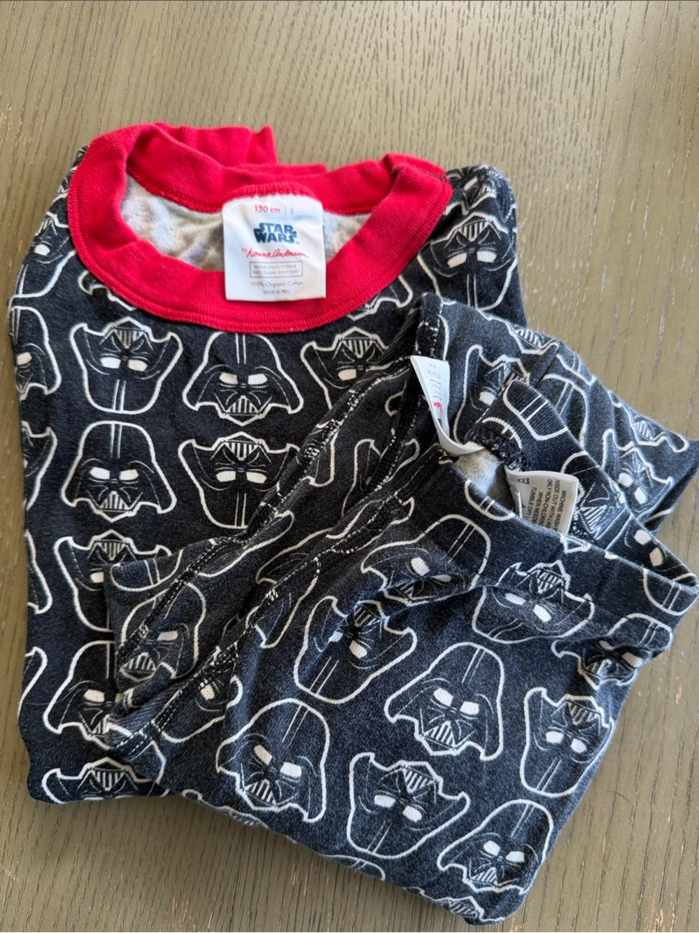 Hanna Andersson 130 (8Y) Star Wars Kids Pajama Set in Black with Red Collar